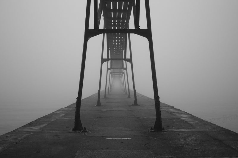 The breakwater, with about forty metres of visibility.