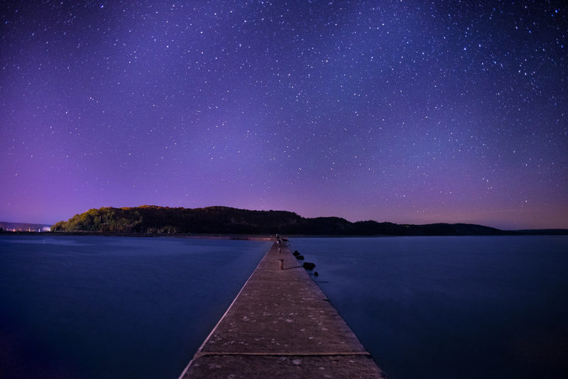 The long pier on a clear night, too cold to stay for long.