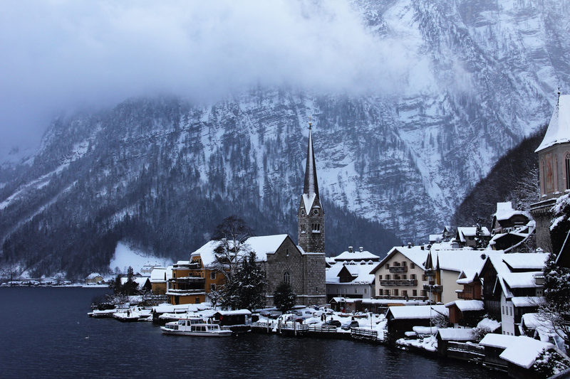 Lakeside village in January. The ferry had stopped running for the season.